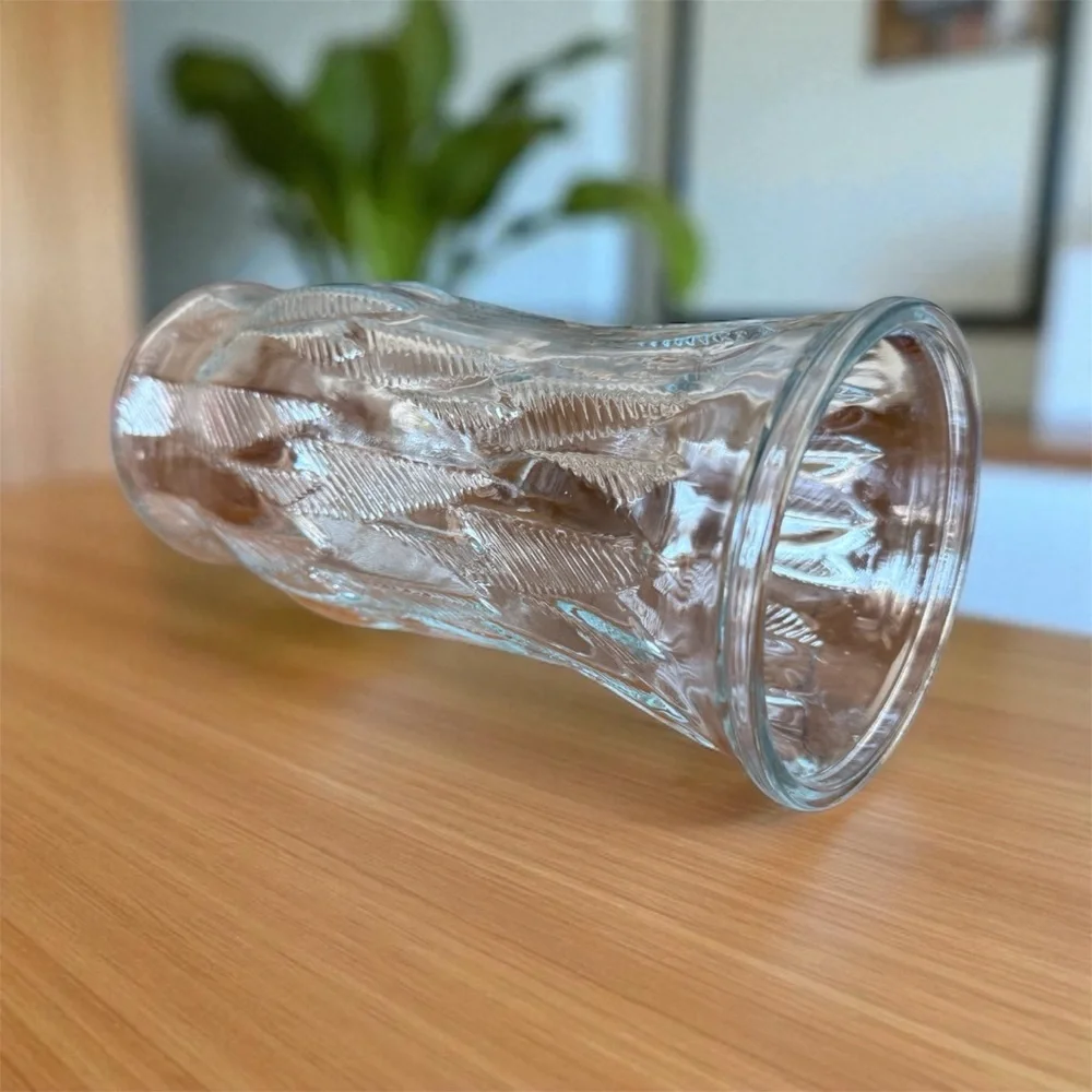Elegant Clear Glass Vase with feather pattern by Brody Co
